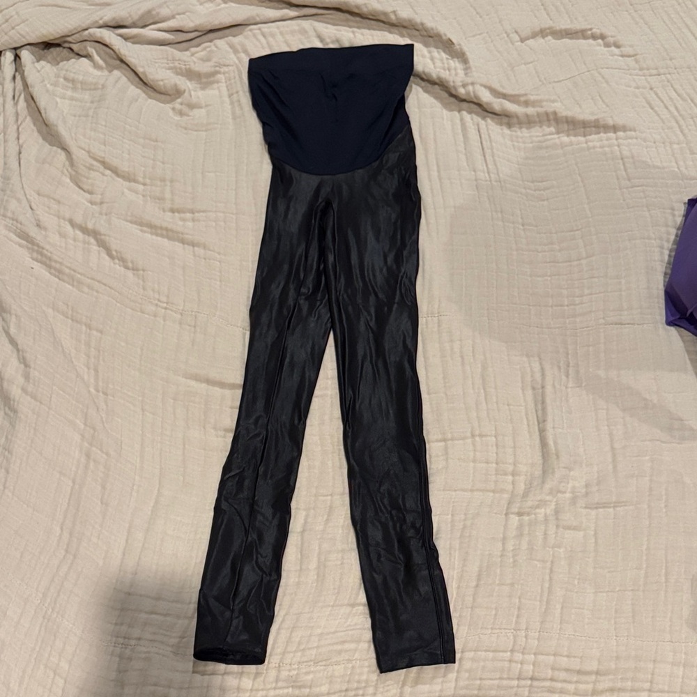 SPANX Shiny Black faux leather Leggings
